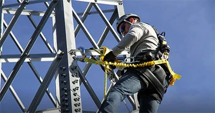 worker on power line